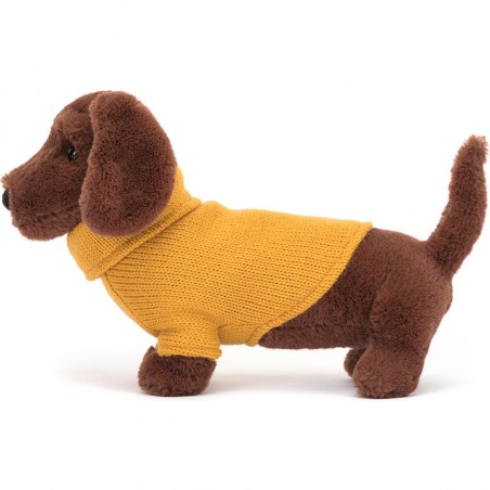 Peluche Chien Teckel Pull Jaune - Jellycat