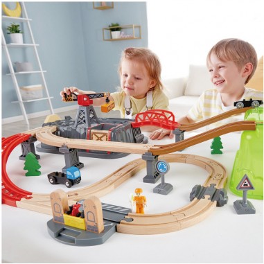 Coffret Circuit Train en Bois avec Boite de Rangement Hape - Hape Toys