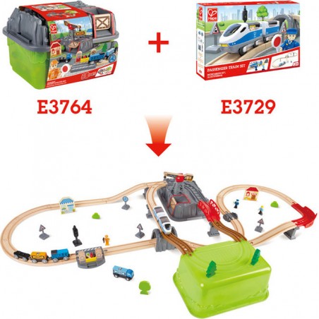 Coffret Circuit Train en Bois avec Boite de Rangement Hape - Hape Toys