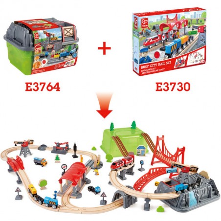 Coffret Circuit Train en Bois avec Boite de Rangement Hape - Hape Toys