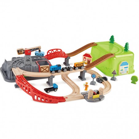 Coffret Circuit Train en Bois avec Boite de Rangement Hape - Hape Toys
