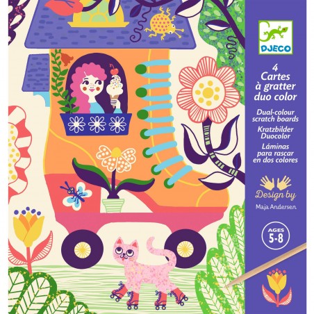 Cartes à gratter duo color : Drôles de maisons - Djeco