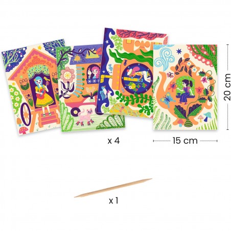 Cartes à gratter duo color : Drôles de maisons - Djeco