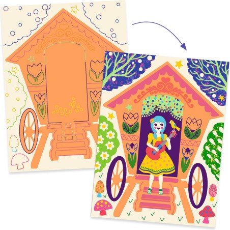 Cartes à gratter duo color : Drôles de maisons - Djeco