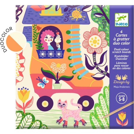 Cartes à gratter duo color : Drôles de maisons - Djeco