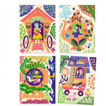 Cartes à gratter duo color : Drôles de maisons - Djeco