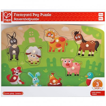 Puzzle en bois Animaux de la Ferme pour les petits de Hape - Hape Toys