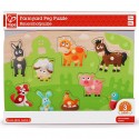 Puzzle boutons en bois - les animaux de la ferme - Hape Toys