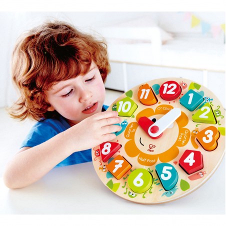 Puzzle à grosse pièces - Horloge en Anglais - un jeu - Hape