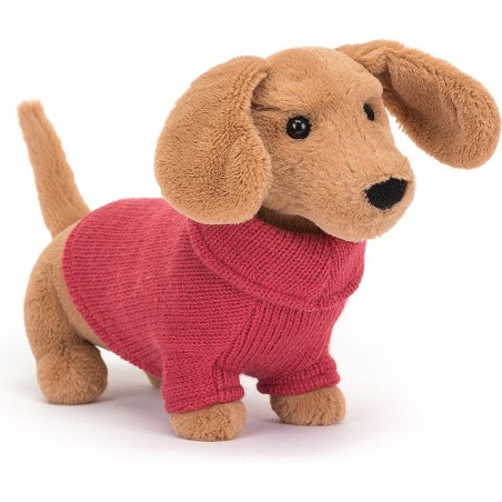 Peluche chien saucisse pull rose - Jellycat