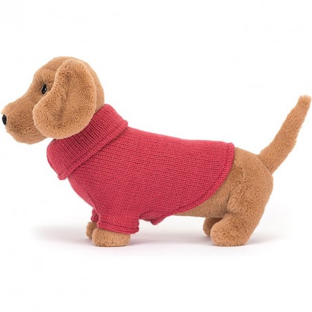 Peluche chien saucisse pull rose - Jellycat