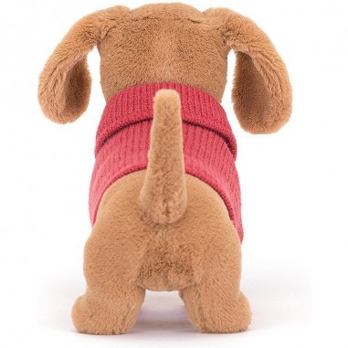 Peluche chien saucisse pull rose - Jellycat