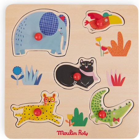 Puzzle encastrable 5 animaux Les Toupitis - Moulin Roty