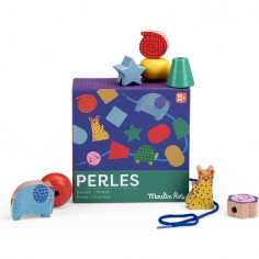 Jeu de perles en bois à  enfiler Les Toupitis - Moulin Roty