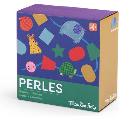 Jeu de perles en bois à  enfiler Les Toupitis - Moulin Roty