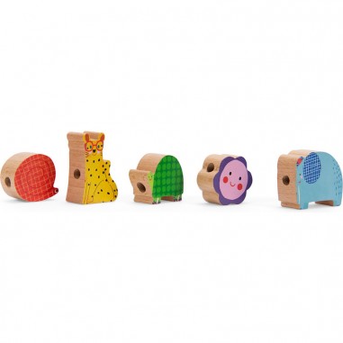 Jeu de perles en bois à  enfiler Les Toupitis - Moulin Roty