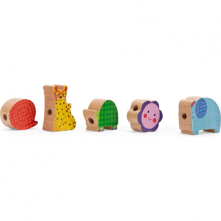 Jeu de perles en bois à  enfiler Les Toupitis - Moulin Roty