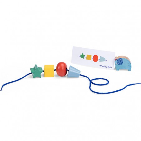 Jeu de perles en bois à  enfiler Les Toupitis - Moulin Roty