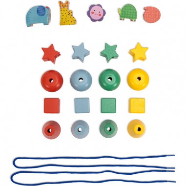 Jeu de perles en bois à  enfiler Les Toupitis - Moulin Roty