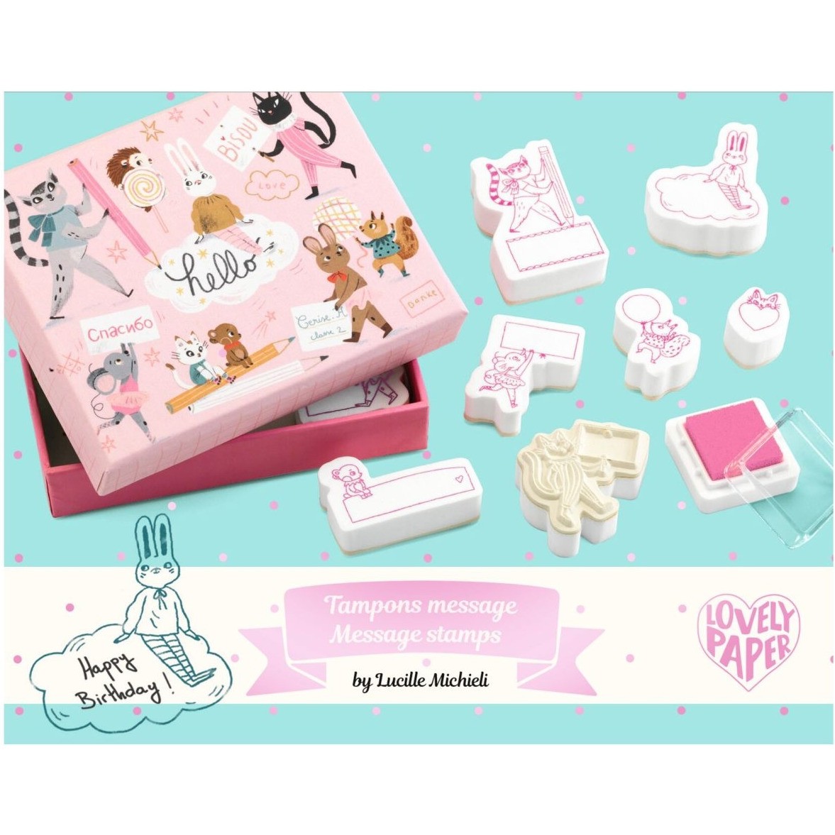 Lovely Paper By Djeco Tampons à message Lucille Djeco Lovely Paper