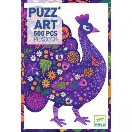 Puzz'Art - Puzzle Paon Peacock - 500 pièces - Djeco