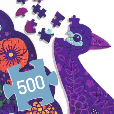 Puzz'Art - Puzzle Paon Peacock - 500 pièces - Djeco