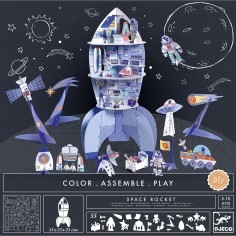 Colorie assemble et joue Diy Fusée - Djeco