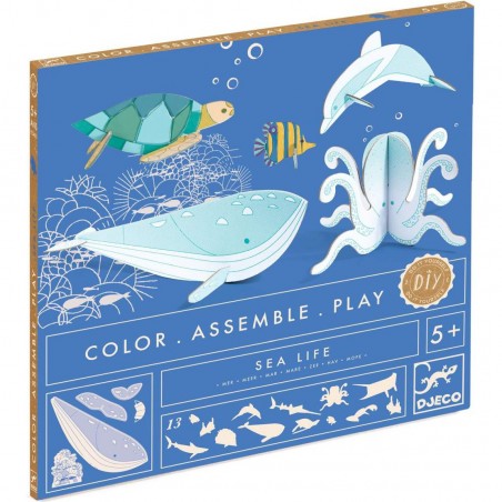 Colorie assemble et joue Diy Mer - Djeco