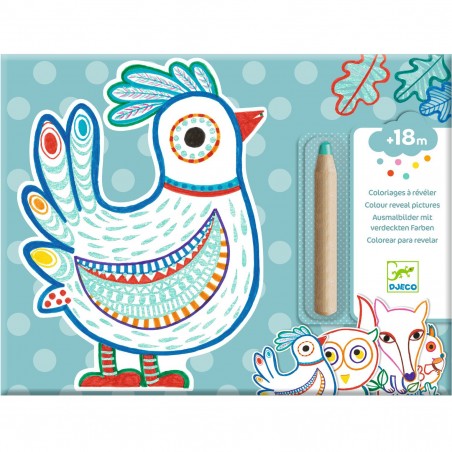 Coloriage pour les petits Animaux de la forêt à  révéler - Djeco