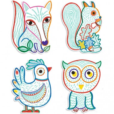 Coloriage pour les petits Animaux de la forêt à  révéler - Djeco