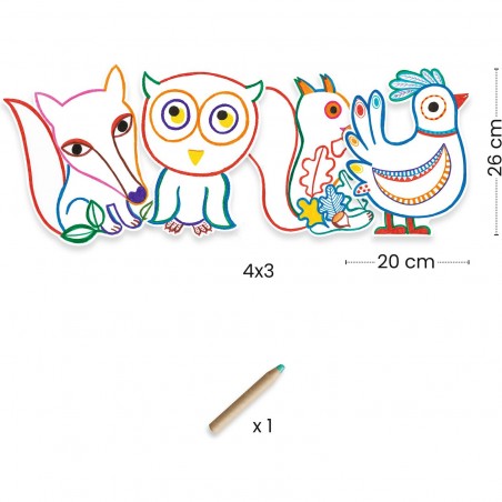 Coloriage pour les petits Animaux de la forêt à  révéler - Djeco