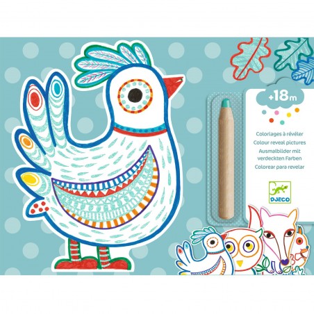Coloriage pour les petits Animaux de la forêt à  révéler - Djeco
