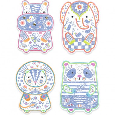 Coloriage pour les petits Animaux sauvages à  révéler - Djeco