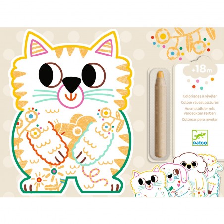 Coloriage pour les petits Animaux familiers à  révéler - Djeco