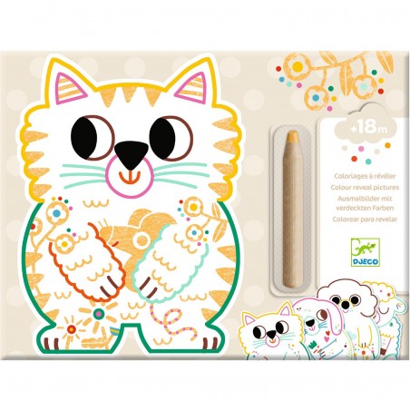 Coloriage pour les petits Animaux familiers à  révéler - Djeco