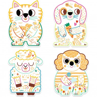 Coloriage pour les petits Animaux familiers à  révéler - Djeco