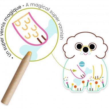 Coloriage pour les petits Animaux familiers à  révéler - Djeco