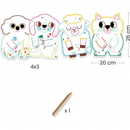 Coloriage pour les petits Animaux familiers à  révéler - Djeco