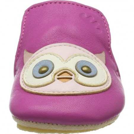 Chaussons en cuir pour bébés Blublu Chouette Fuschia