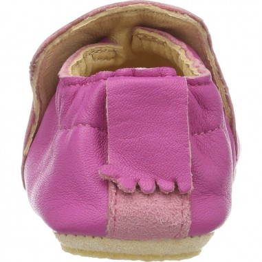 Chaussons en cuir pour bébés Blublu Chouette Fuschia