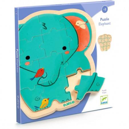 Puzzlo Éléphant - Puzzle en bois enfant - Djeco