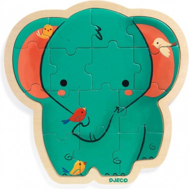 Puzzlo Éléphant - Puzzle en bois enfant - Djeco