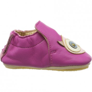 Chaussons en cuir pour bébés Blublu Chouette Fuschia