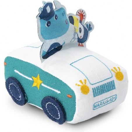 Voiture de police à friction en tissu Marius le rhinoceros - Lilliputiens