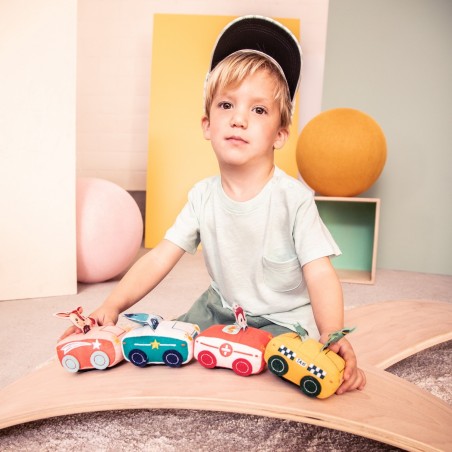 Voiture de police à friction en tissu Marius le rhinoceros - Lilliputiens