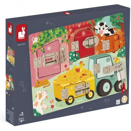 Planche à cadenas - Busy Board, motricité bébé enfant 3 ans - Janod