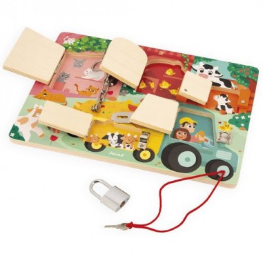 Planche à cadenas - Busy Board, motricité bébé enfant 3 ans - Janod