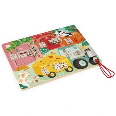 Planche à cadenas - Busy Board, motricité bébé enfant 3 ans - Janod