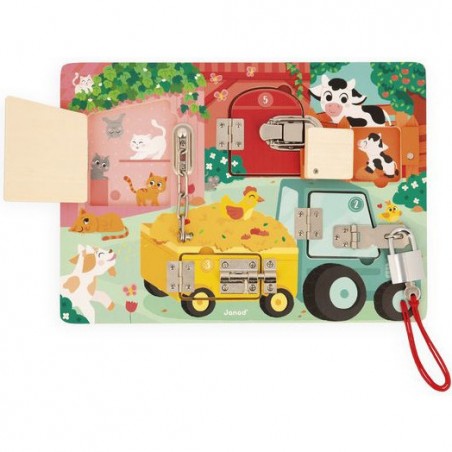Planche à cadenas - Busy Board, motricité bébé enfant 3 ans - Janod
