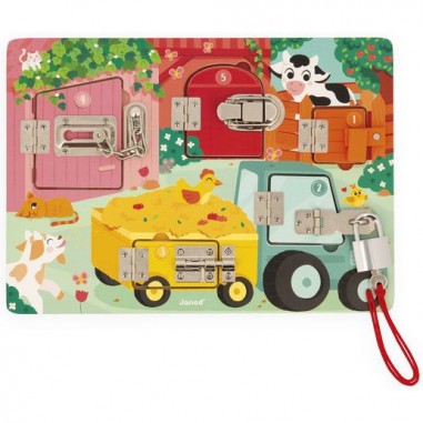 Planche à cadenas - Busy Board, motricité bébé enfant 3 ans - Janod